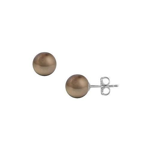 Tahitian Pearl Stud Earrings : 18K White Gold 12 MM-JewelryKorner-com