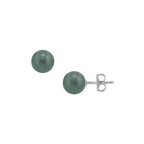 Tahitian Pearl Stud Earrings : 18K White Gold 12 MM-JewelryKorner-com