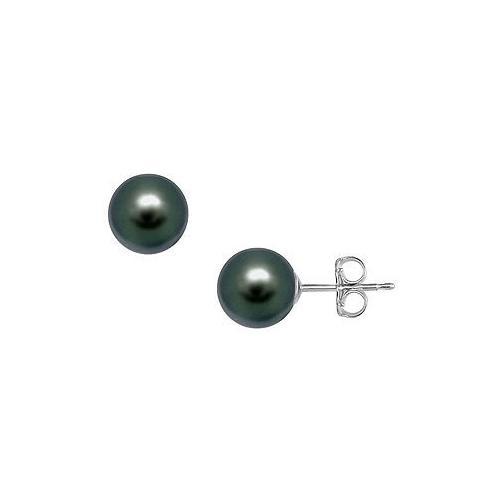 Tahitian Pearl Stud Earrings : 18K White Gold 12 MM-JewelryKorner-com