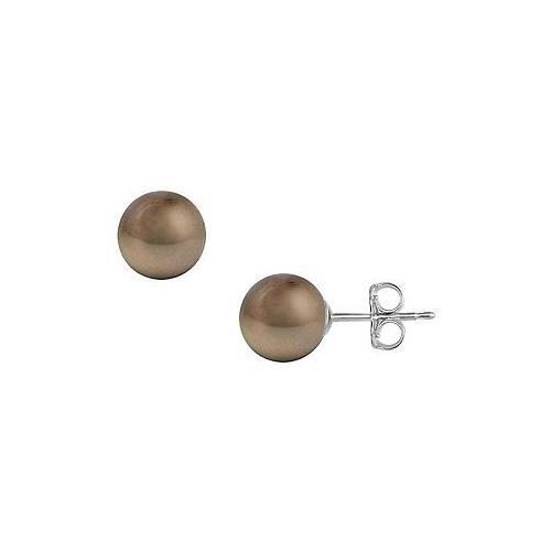 Tahitian Pearl Stud Earrings : 18K White Gold 13 MM-JewelryKorner-com