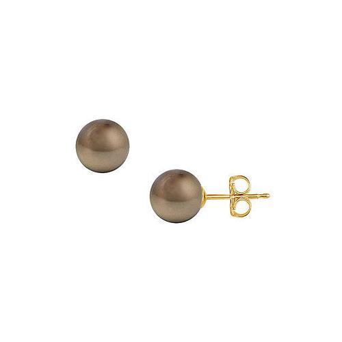 Tahitian Pearl Stud Earrings : 18K Yellow Gold 11 MM-JewelryKorner-com