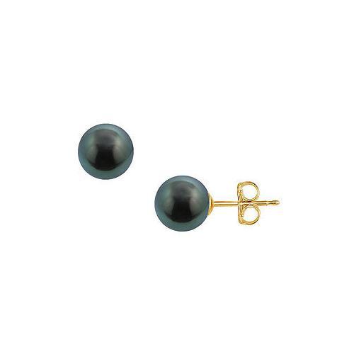 Tahitian Pearl Stud Earrings : 18K Yellow Gold 11 MM-JewelryKorner-com