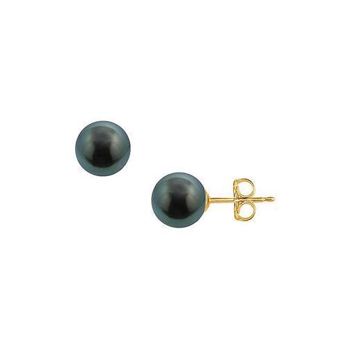 Tahitian Pearl Stud Earrings : 18K Yellow Gold 12 MM-JewelryKorner-com