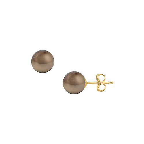 Tahitian Pearl Stud Earrings : 18K Yellow Gold 12 MM-JewelryKorner-com