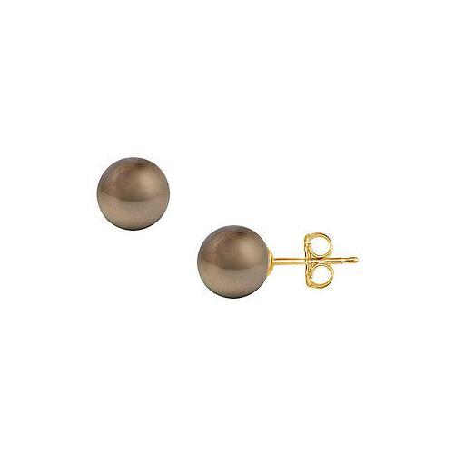 Tahitian Pearl Stud Earrings : 18K Yellow Gold 13 MM-JewelryKorner-com