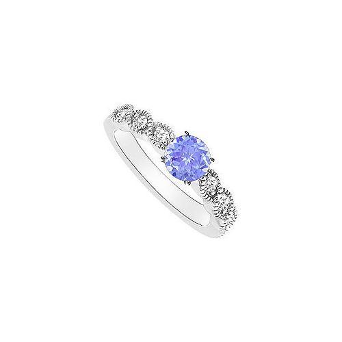 Tanzanite and Diamond Engagement Ring : 14K White Gold - 0.35 CT TGW-JewelryKorner-com