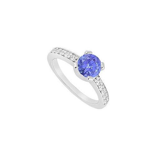 Tanzanite and Diamond Engagement Ring : 14K White Gold - 0.66 CT TGW-JewelryKorner-com