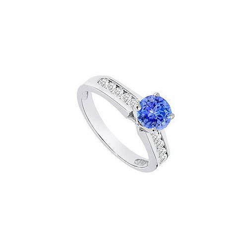 Tanzanite and Diamond Engagement Ring 14K White Gold 0.80 CT TGW-JewelryKorner-com