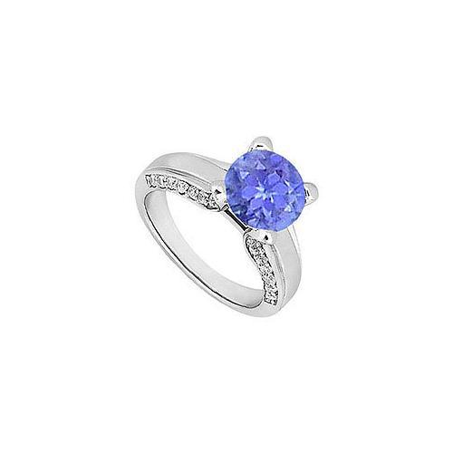 Tanzanite and Diamond Engagement Ring : 14K White Gold - 1.00 CT TGW-JewelryKorner-com