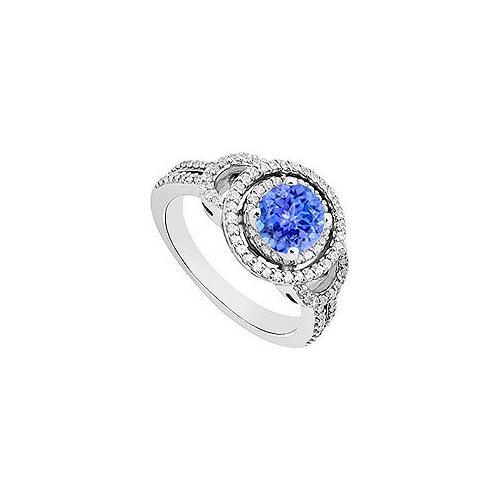 Tanzanite and Diamond Engagement Ring 14K White Gold 1.00 CT TGW-JewelryKorner-com