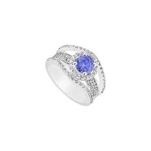 Tanzanite and Diamond Engagement Ring : 14K White Gold - 1.25 CT TGW-JewelryKorner-com