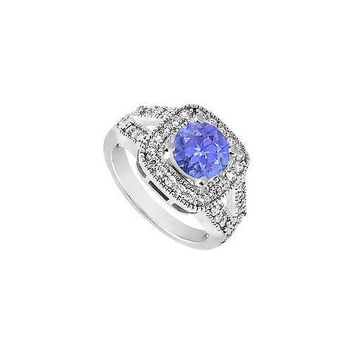 Tanzanite and Diamond Engagement Ring : 14K White Gold - 1.50 CT TGW-JewelryKorner-com