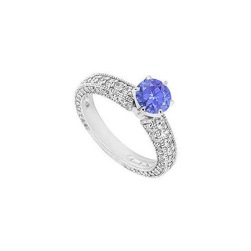 Tanzanite and Diamond Engagement Ring : 14K White Gold - 1.50 CT TGW-JewelryKorner-com