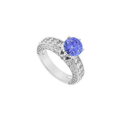 Tanzanite and Diamond Engagement Ring : 14K White Gold - 2.00 CT TGW-JewelryKorner-com
