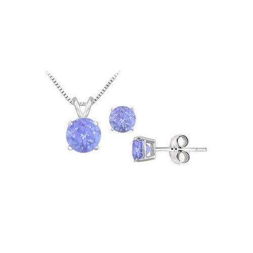 Tanzanite Solitaire Pendant with Earrings Set in Sterling Silver 2.00 CT TGW-JewelryKorner-com