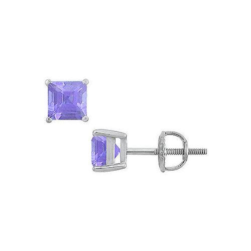 Tanzanite Stud Earrings : 14K White Gold - 2.00 CT TGW-JewelryKorner-com