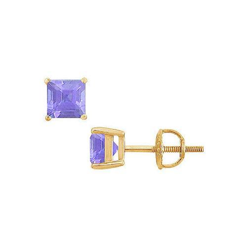 Tanzanite Stud Earrings : 14K Yellow Gold - 2.00 CT TGW-JewelryKorner-com