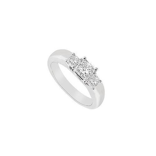 Three Stone Diamond Ring : 14K White Gold - 0.25 CT Diamonds-JewelryKorner-com