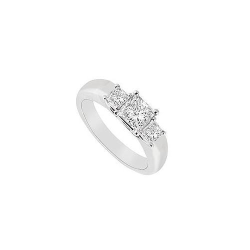 Three Stone Diamond Ring : 14K White Gold - 0.33 CT Diamonds-JewelryKorner-com