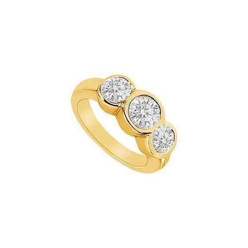 Three Stone Diamond Ring : 14K Yellow Gold - 1.75 CT Diamonds-JewelryKorner-com