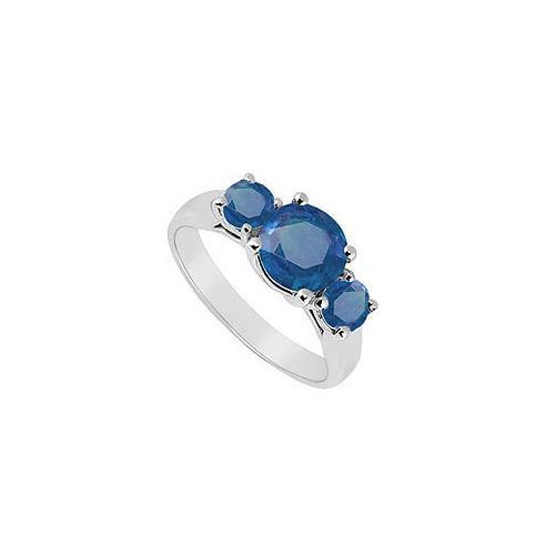 Three Stone Sapphire Ring : 14K White Gold - 1.25 CT TGW-JewelryKorner-com