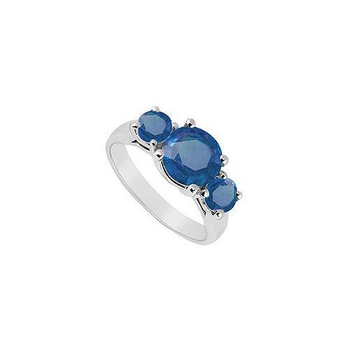 Three Stone Sapphire Ring : 14K White Gold - 2.00 CT TGW-JewelryKorner-com