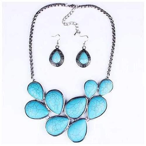 Turquoise Earth Necklace and Earrings Set-JewelryKorner-com