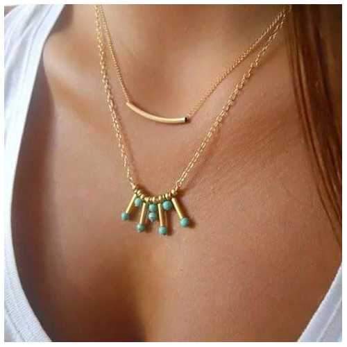 Turquoise Rain Necklace-JewelryKorner-com