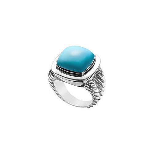 Turquoise Rope Ring : 14K White Gold - 10.00 CT TGW-JewelryKorner-com