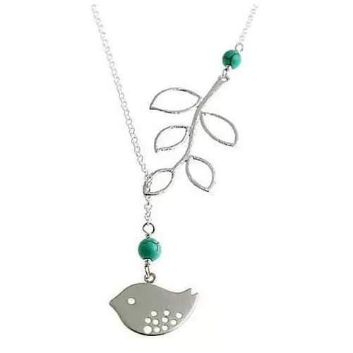 TURQUOISE SPRING Beautiful Bird Lariat Necklace-JewelryKorner-com
