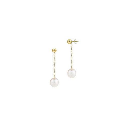 White Akoya Cultured Pearl Earrings : 14K Yellow Gold 7 MM-JewelryKorner-com