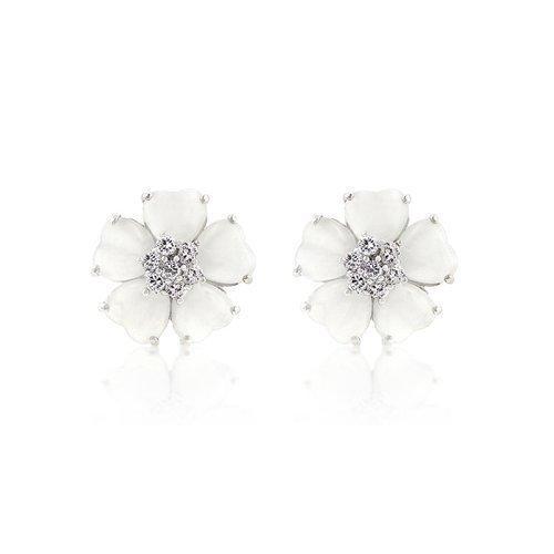 White Flower Nouveau Earrings (pack of 1 ea)-JewelryKorner-com