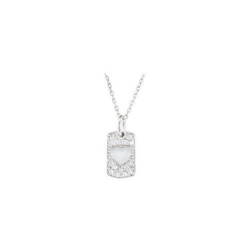 Youth Pierced Heart with Cubic Zirconia Pendant : .925 Sterling Silver - 14.64 X 9.09 MM-JewelryKorner-com